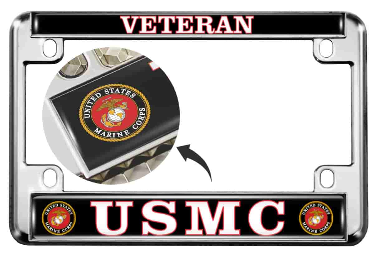 USMC - Veteran Marine Corps - Motorcycle Metal License Plate Frame